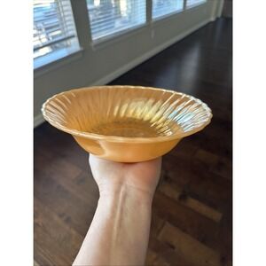 Vintage Fire King Anchor Hocking Peach Luster Swirl 8 1/2" Glass Serving Bowl